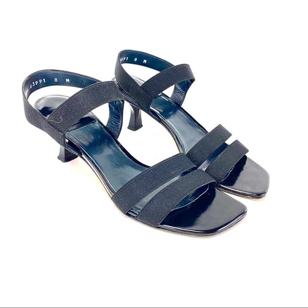 Stuart Weitzman Black Ribbon & Elastic Patent Hee… - image 4